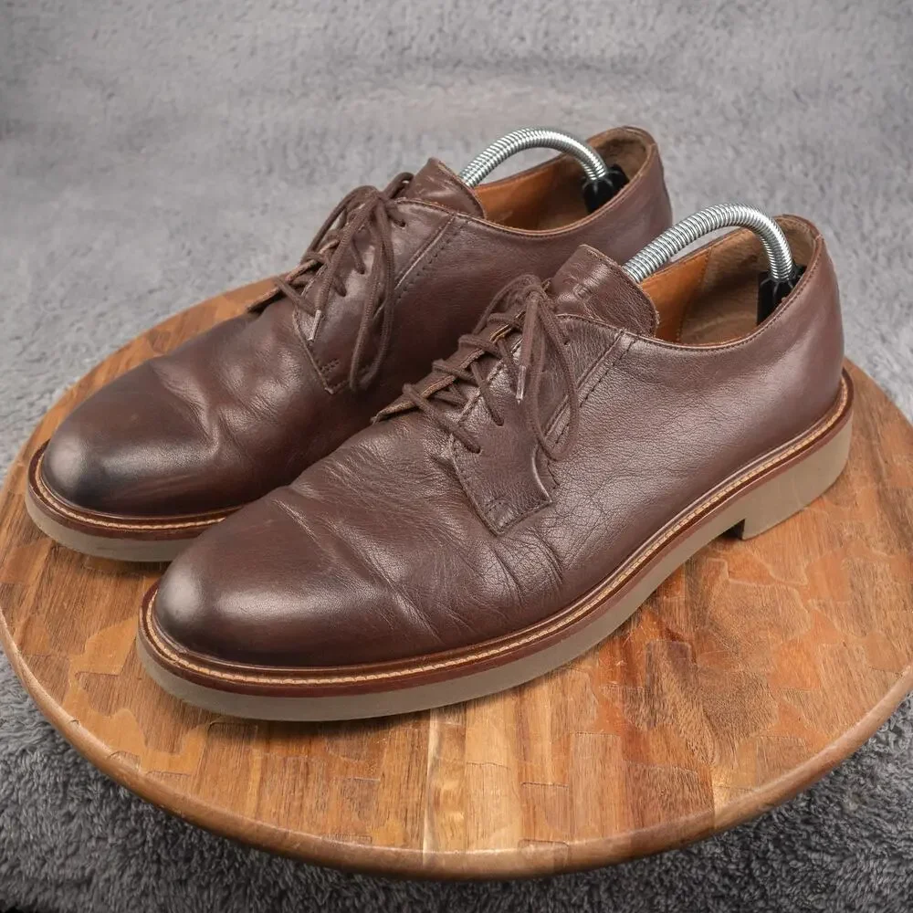 Frau Men's Dark‎ Brown Leather Booties Lace Ankle Boots Shoes Size 44 EU 10.5 US
